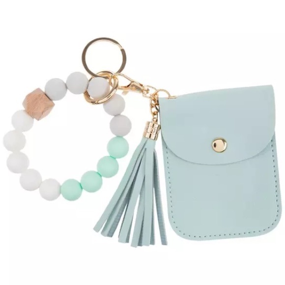 Silicone bead bracelet card bag key ring - Picture 2 of 3